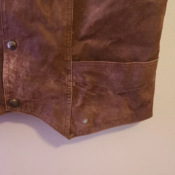 Men's Cripple Creek Brown Leather Vest size L - Picture 2 of 4